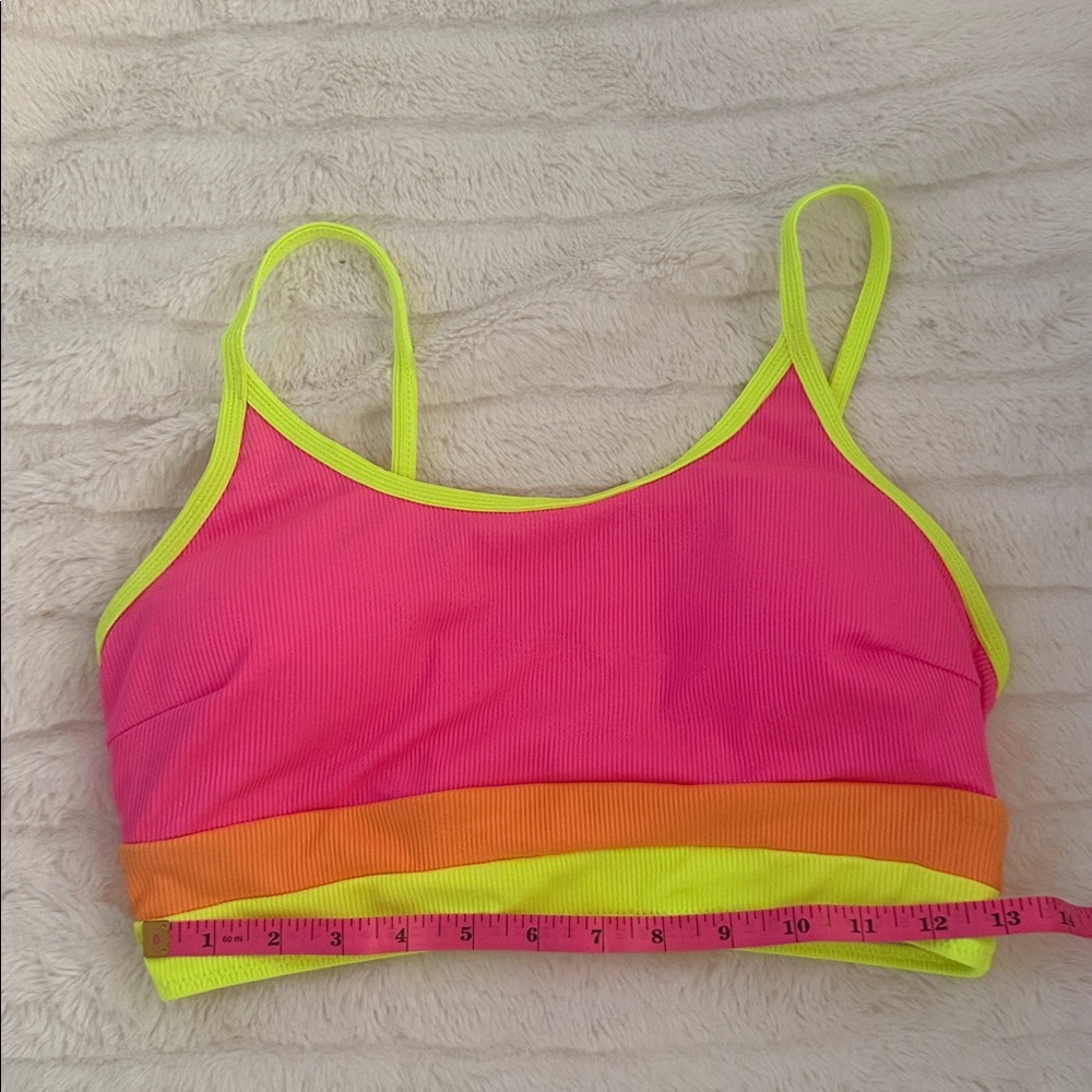 NWT colorblock Neon Pink and Yellow Bikini size Medium - Picture 6 of 7